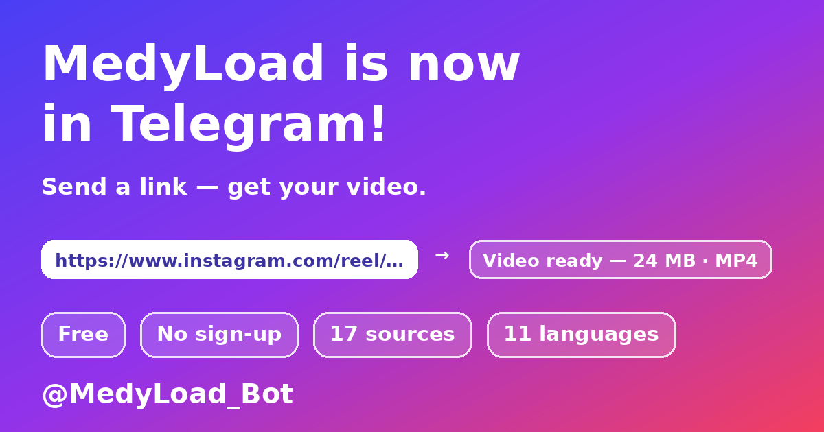MedyLoad — сваляне на видео чрез Telegram бот